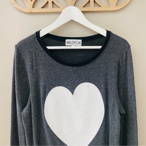 Wildfox Pullover Glitter Heart Sweater Black/White Sz Small - Picture 2 of 10
